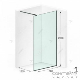 Душевая перегородка Liberta Reims 1200x800x2000 профиль матовый черный/стекло диамант