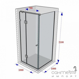 Душевая кабина Weston 1000x1000x2100 полированная нержавейка, стекло прозрачное