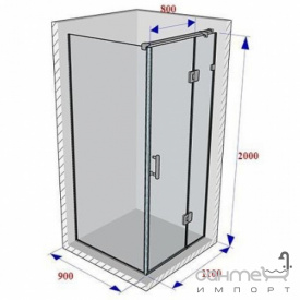 Душевая кабина Weston WD0 1100x900x2000 хром/прозрачное стекло, рейлинг кноб
