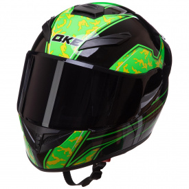 Мотошлем QKE M-3832 XL Черный-салатовый