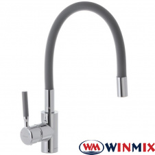 Смеситель для кухни Ухо WINMIX Premiun RIO GRAY рефлекторный серый гусак (Chr-011), Польша (латунь)