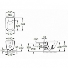 Комплект Инсталляция ROCA OLI 120 099949-885052 + Унитаз ROCA Gap Rimless с крышкой A34H470000 Київ