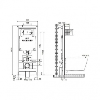 Комплект Инсталляция ROCA OLI 80 с кнопкой IPLATE Chrome 885342 + Унитаз ROCA Alegra Rimless с крышкой A34H139000