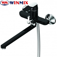 Смеситель для ванны длинный нос Winmix Premium Tiger EURO Black (черный) (Chr-006), Польша