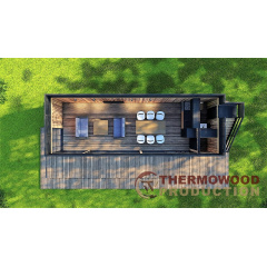 Беседка с террасой на крыше Modern Gazebo 015 с панорамным остеклением 10,3х3,5м Thermowood Production Одесса