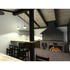 Беседка 6,0х4,0м с барбекю и летней кухней Modern Gazebo 08 от производителя Thermowood Production Доманёвка