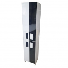 Шкаф-пенал пластиковый напольный Mikola-M TOKIO c HPL 3103 gloss 60 см Бело-черный