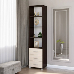 Шафа пенал Бриз Еверест 16 Венге темний + дуб молочний (50х38х210 см) Нове