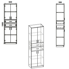 Шкаф книжный Компанит КШ-11 60х37х195 см Яблоня Киев