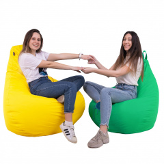 Комплект крісло мішок груша 90x60 см 2 шт. + Подарунок 2 пуфи 30x30 см Tia-Sport жовтий, зелений (sm-0619-1) Ізюм