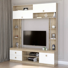 Стенка в гостиную Эверест Дуб сонома + белый (160х38х194 см) Днепрорудное