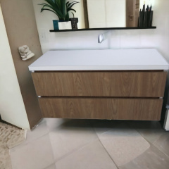 Пластиковая подвесная тумба с пластиковой столешкой Mikola-M 4855 wood 80 см Дуб Чернигов