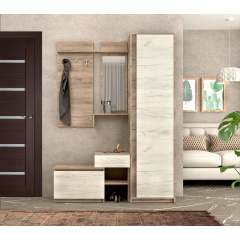 Передпокій з шафою Мастер Форм Брайтон Дуб крафт сірий + Дуб крафт білий (142х37,6х200 см) Бородянка