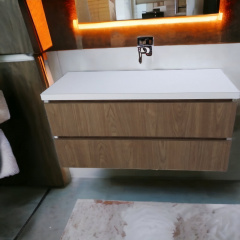 Пластиковая подвесная тумба с пластиковой столешкой Mikola-M 4855 wood 120 см Дуб Веселе