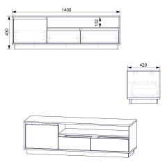 Тумба под ТВ Кельн Компанит Яблоня (140х42х43 см) Молочанск