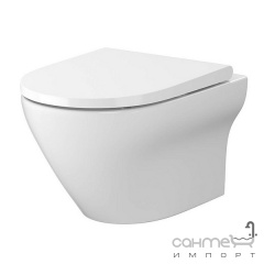 Безободковый подвесной унитаз с сидением slim soft-close дюропласт Cersanit Larga SZCZ1002606324 EuroWhite белый Київ