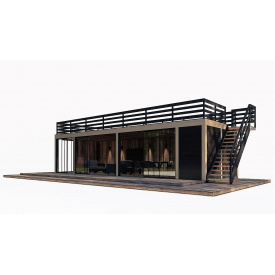 Беседка с террасой на крыше Modern Gazebo 015 с панорамным остеклением 10,3х3,5м Thermowood Production