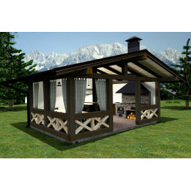 Беседка 6,0х4,0м с барбекю и летней кухней Modern Gazebo 08 от производителя Thermowood Production