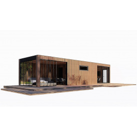 Беседка современная Modern Gazebo 014 с раздвижными панорамными окнами 12,0х3,5м Thermowood Production