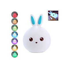 Силиконовый детский ночник Зайчик Dream Light - Bunny аккумуляторный, LED RGB 7 режимов свечения, мягкий светильник игрушка Белый с синим Київ