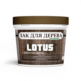 Лак акриловый для дерева Блестящий глянец Lotus прозрачный 0.5л