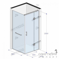 Душевая кабина Weston WK3 800x900x2000 хром/прозрачное стекло, ручка рейлинг кноб вертикальный Токмак