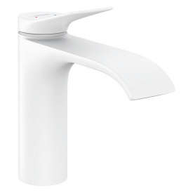 Смеситель для умывальника Hansgrohe Vivenis 110 с донным клапаном pop-up, белый матовый (75020700)