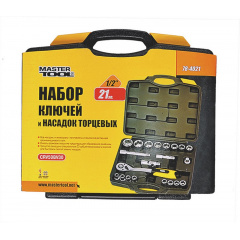 Набор насадок торцевых MASTERTOOL PROFI CrV 1/2" 10-32 мм 21 шт (78-4021-PF) Приморськ