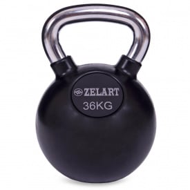 Гиря обрезиненная с хромированной ручкой Кроссфит Zelart ТА-5162-36 36кг