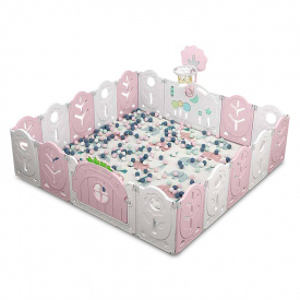 Манеж BabyPlayPen "Магической лес" встроенное баскетбольное кольцо 205*205*62 см Розовый