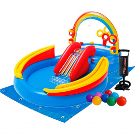Надувной игровой центр Intex 57453-2 Радуга 297 х 193 х 135 см с шариками 16 шт подстилкой насосом