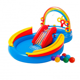 Надувной игровой центр Intex 57453-1 Радуга 297 х 193 х 135 см с шариками 16 шт
