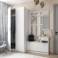Прихожая Doros комплект вешалка со шкафом Алиса+Промо2 белая Київ