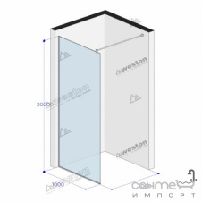 Душевая перегородка Weston WK0 1000x1000x2000 polish/прозрачное стекло