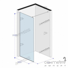Душевая перегородка Weston WK0 1000x1000x2000 polish/прозрачное стекло Київ