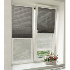 Жалюзі Плісе Дует Walnut/Plain Transparent антрацит білий 600х1500х2050 мм