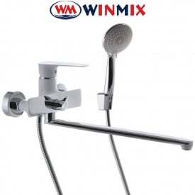 Змішувач для ванни довгий ніс Winmix Premium EVA WHITE (Chr-006), Польща