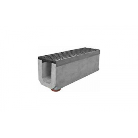 Водоотводящий лоток бетонный 1000х250х290 DN 150 с вертикальным водосливом с чугунной решеткой, кл.