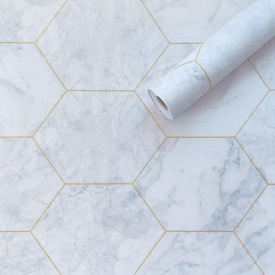 Самоклеюча плівка Sticker Wall SW-00001214 Малахітовий мармур золоті стільники 0,45х10м