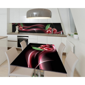 Наклейка 3Д виниловая на стол Zatarga «Черешневый сироп» 650х1200 мм для домов, квартир, столов, кофейн, кафе