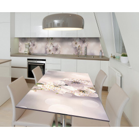 Наклейка вінілова на стіл Zatarga  "Макро Квіти вишні" 600х1200 мм