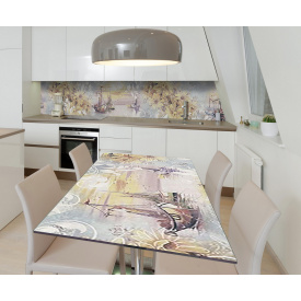 Наклейка виниловая на стол Zatarga "Яхты и цветы" 650х1200 мм