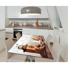 Наклейка вінілова на стіл Zatarga  "Чай з Круасанами" 600х1200 мм (Z181393st)
