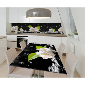 Наклейка вінілова на стіл Zatarga  "Білі квіти на камінні" 650х1200 мм