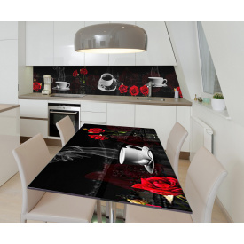 Наклейка вінілова на стіл Zatarga  "Кава та Троянди" 650х1200 мм