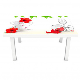 Наклейка вінілова на стіл Zatarga  "Гібіскус та чашки" 600х1200 мм (Z181314st)