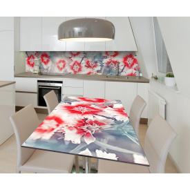 Наклейка вінілова на стіл Zatarga  "Червоні Гвоздики" 650х1200 мм