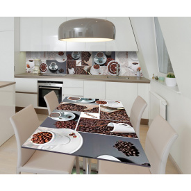 Наклейка вінілова на стіл Zatarga  "Кавовий колаж" 650х1200 мм