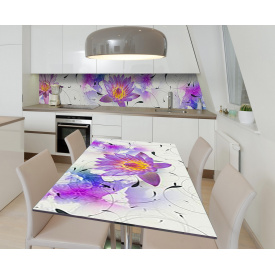 Наклейка 3Д виниловая на стол Zatarga «Вельветовый лотос» 600х1200 мм для домов, квартир, столов, кофейн, кафе