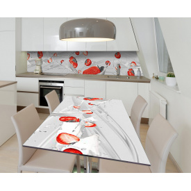 Наклейка 3Д виниловая на стол Zatarga «Клубника со сливками» 600х1200 мм (Z184305st)